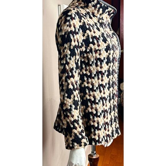 Liliu Jacket blazer Size 6 tweed plaid houndstooth high neck retro old money - Picture 14 of 16